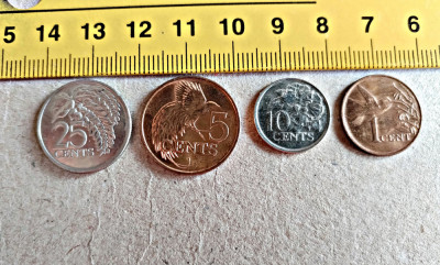 Lot 4 monede Trinidad Tobago 25 centi 10 centi 5 centi 1 cent foto