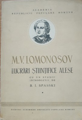 Lucrari Stiintifice Alese M. V. Lomonosov (1951) foto