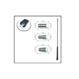 Antena Auto AM/FM 41cm Aluminiu Universală cu 3 Adaptoare Filet M4 M5 M6 Durabilă