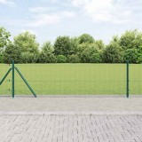 Gard din s&acirc;rmă sudată cu 7 st&acirc;lpi flanșați Verde 0.6x10 m Oțel