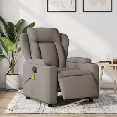 vidaXL Fotoliu electric de masaj rabatabil, gri taupe, textil foto