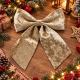 Funda Decorativa Catifea Bej Craciun 28x34 cm Poliester Feeric Lights And Christmas