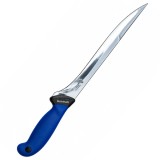 Cumpara ieftin Cutit macelar albastru-negru 38 cm, lama 25 cm, 152 g, 3 mm, dublu varf cu tais secundar 10 cm, pentru injunghiere si procesare carne