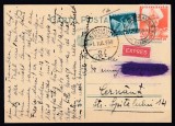 ROMANIA 1935/1936 REGELE CAROL II UZUALE FONDUL AVIATIEI /CARTE POSTALA CIRCULATA EXPRES 1938 SUCEAVA - CERNAUTI, Stampilat