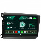 Cumpara ieftin Navigatie Honda Civic (2012-2015), Android 12, A-Octacore 4GB RAM + 64GB ROM, 9 Inch - AD-BGA9004+AD-BGRKIT007