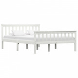 Cadru de pat, alb, 140 x 200 cm, lemn de pin masiv, Cires, Dublu, Cu polite semirotunde, vidaXL