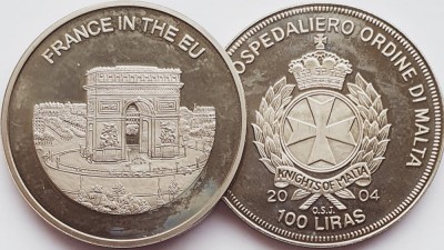 2582 Ordinul din Malta 100 Liras 2004 France in the EU foto