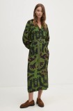 La Petite Fran&ccedil;aise rochie PFRECONNUE culoarea verde, maxi, evazată, PFRECONNUE