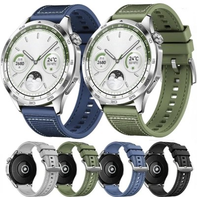 Curea ceas 22mm silicon cu textil smartwatch Huawei Watch GT3 GT4 GT5 46mm Pro foto