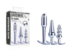 Set 3 Dopuri Anale Metalice Hardware Gear, Argintiu