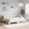 VidaXL Pat de zi cu extensie și saltele, crem, 80x200 cm, textil 3196833