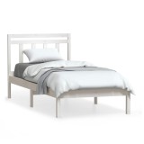 Cumpara ieftin Cadru de pat, alb, 100x200 cm, lemn masiv de pin