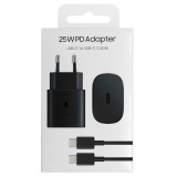 OEM (TA800NBC) - Incarcator Retea + Cablu USB-C, 25W, 1xUSB-C, PD, Fast Charging, Black [blister]