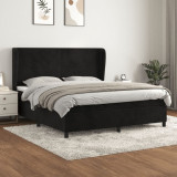 Cumpara ieftin Pat box spring cu saltea, negru, 160x200 cm, catifea