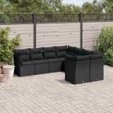 Cumpara ieftin Gossi set mobilier de gradina cu perne, 8 piese, negru, poliratan