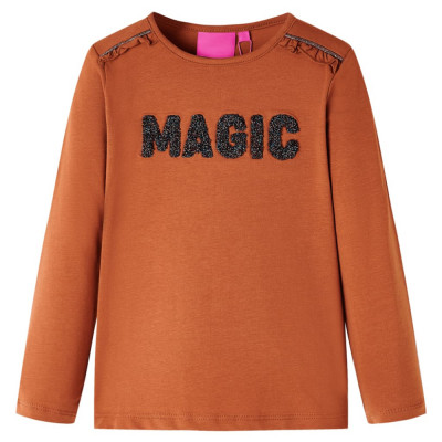 Tricou pentru copii cu m&amp;acirc;neci lungi, coniac, 116 14266 foto