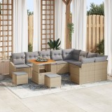 Set Sofa pentru Grădină vidaXL cu 12 Piese și Perne Bej Poliratan Acacia