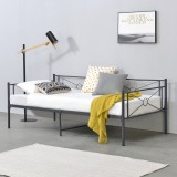 Cumpara ieftin Pat Cadru Metalic Single, Dimensiuni 200x90cm, Culoare Gri Inchis Antracit Mat, Capacitate 200 kg, [en.casa]