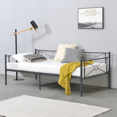 Pat Cadru Metalic Single, Dimensiuni 200x90cm, Culoare Gri Inchis Antracit Mat, Capacitate 200 kg foto