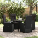 VidaXL Scaune reclinabile de grădină 5 pcs Negru 80 x 80 x 73 cm