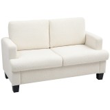 HOMCOM Canapea pentru Două Persoane cu Perne pentru Spate Detașabile, 138x70x80 cm, Alb Crem | Aosom Romania