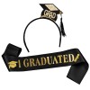 Set Absolvire Flippy 2 Piese: Panglică &amp; Coroniță &#039;I Graduated&#039; Negru - Decor Absolvire, Cadou Absolvent