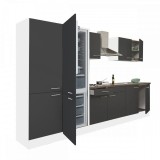 Mobilă Bucătărie Modulară Leziter Yorki 330cm Alb/Antracit cu Frigider Integrat