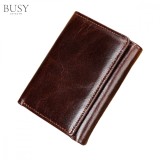 Cumpara ieftin Portofel barbati, BUSY LDY&amp;GTM&reg; Loft, piele naturala, antiscanare carduri RFID, compartimet poza si carte de identitate, maro