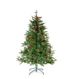 Brad artificial &ndash; 150 cm &ndash; PE/PVC &ndash; cu bobițe roșii