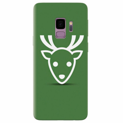 Husa silicon pentru Samsung S9, Minimal Reindeer Illustration Green foto