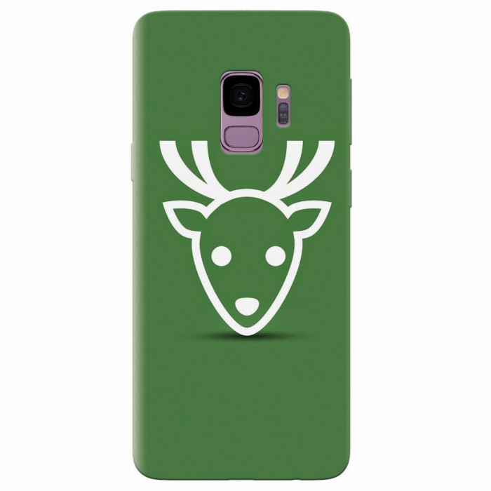 Husa silicon pentru Samsung S9, Minimal Reindeer Illustration Green