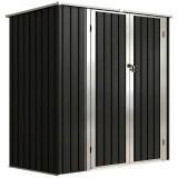 Outsunny Șopron Metalic Exterior pentru Grădină 1,37 m&sup2; 163x89x163 cm cu Acoperiș &Icirc;nclinat, Uși cu Bolt și Mănuși, Gri | Aosom Romania