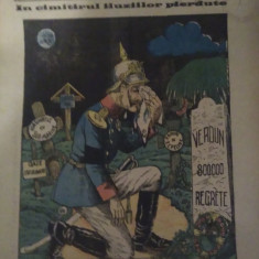 Ziarul Veselia : IN CIMITIRUL ILUZIILOR PIERDUTE, WW1 - gravură, 1916