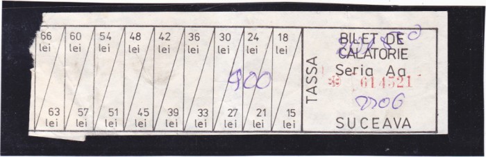 BILET VECHI - AUTOBUZ TASSA SUCEAVA