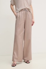 Marc Aurel pantaloni din amestec de in femei, culoarea bej, lat, high waist, 1852-1000-93406