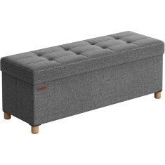 SONGMICS Bancuta depozitare pliabila cu picioare din lemn, 112 litri, textil, 110x38x40 cm, gri Household NewTrend