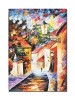 Pe strada cu felinare, 70x50cm tablou pictat manual in ulei pe panza, Superb