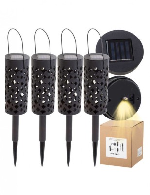 Set 4 lampi LED Solare de Gradina cu picior si agatatoare tip Felinar foto