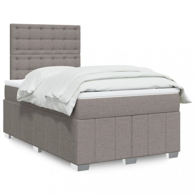 vidaXL Pat box spring cu saltea, gri taupe, 120x200 cm, textil 3293953 foto