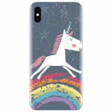 Husa silicon pentru Apple Iphone X, Unicorn Rainbow