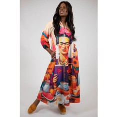 ROCHIE MAXI CU BUZUNARE SI MANECA LUNGA ZEN FRIDA TALIE UNICA Multicolora