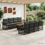 Cumpara ieftin Set de canapele pentru gradina 9 buc. Negru si gri inchis