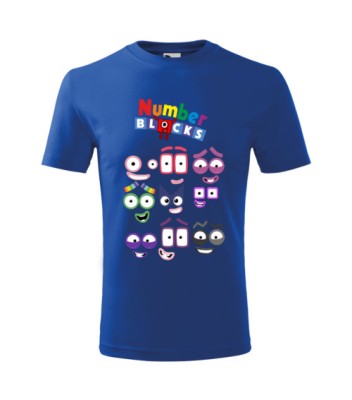 Tricou Personalizat Albastru Number Blocks pentru Copii foto