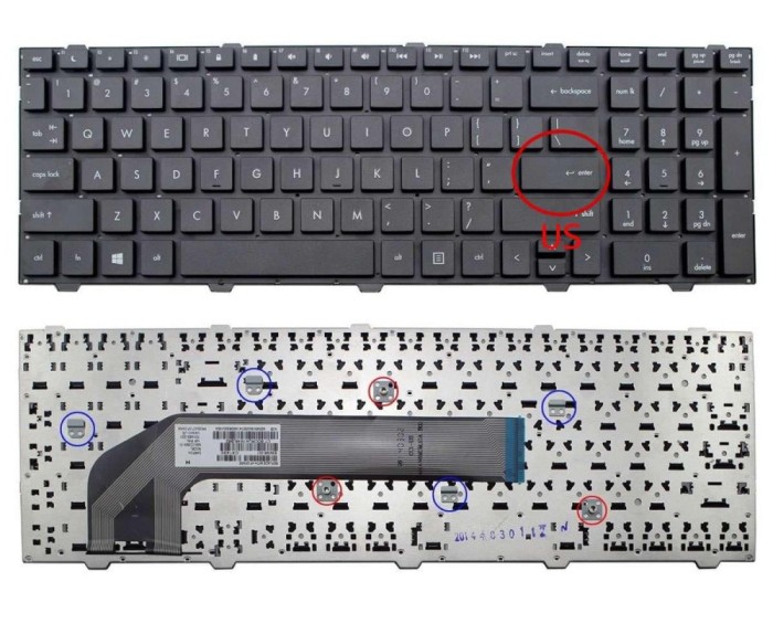 Tastatura HP 701485 B31 layout US fara rama enter mic, ProBook 4540S layout US fara rama enter mic, ProBook