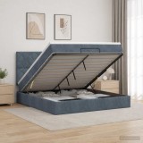 Cumpara ieftin Pat Ottoman cu Saltea si LED Gri inchis 180 x 200 cm Catifea