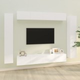VidaXL Set dulap TV, 8 piese, alb, lemn prelucrat