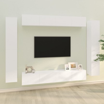 vidaXL Set dulap TV, 8 piese, alb, lemn prelucrat foto