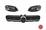 RHD Faruri 3D LED cu Grila Centrala Volkswagen Golf 7 VII (5G) (2012-2017) Rline Design Crom Performance AutoTuning