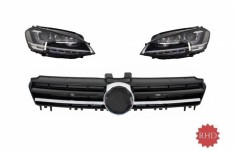 RHD Faruri 3D LED cu Grila Centrala Volkswagen Golf 7 VII (5G) (2012-2017) Rline Design Crom Performance AutoTuning foto