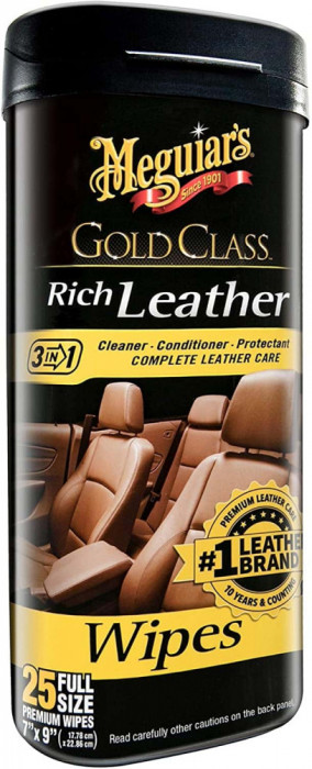 Servetele Intretinere Piele Meguiar&#039;s Rich Leather Wipes, 30 buc